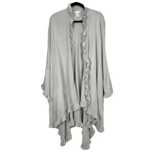 COLLECTION EIGHTEEN Women's LONG CASCADING RUFFLED CAPE Gray ONE SIZE